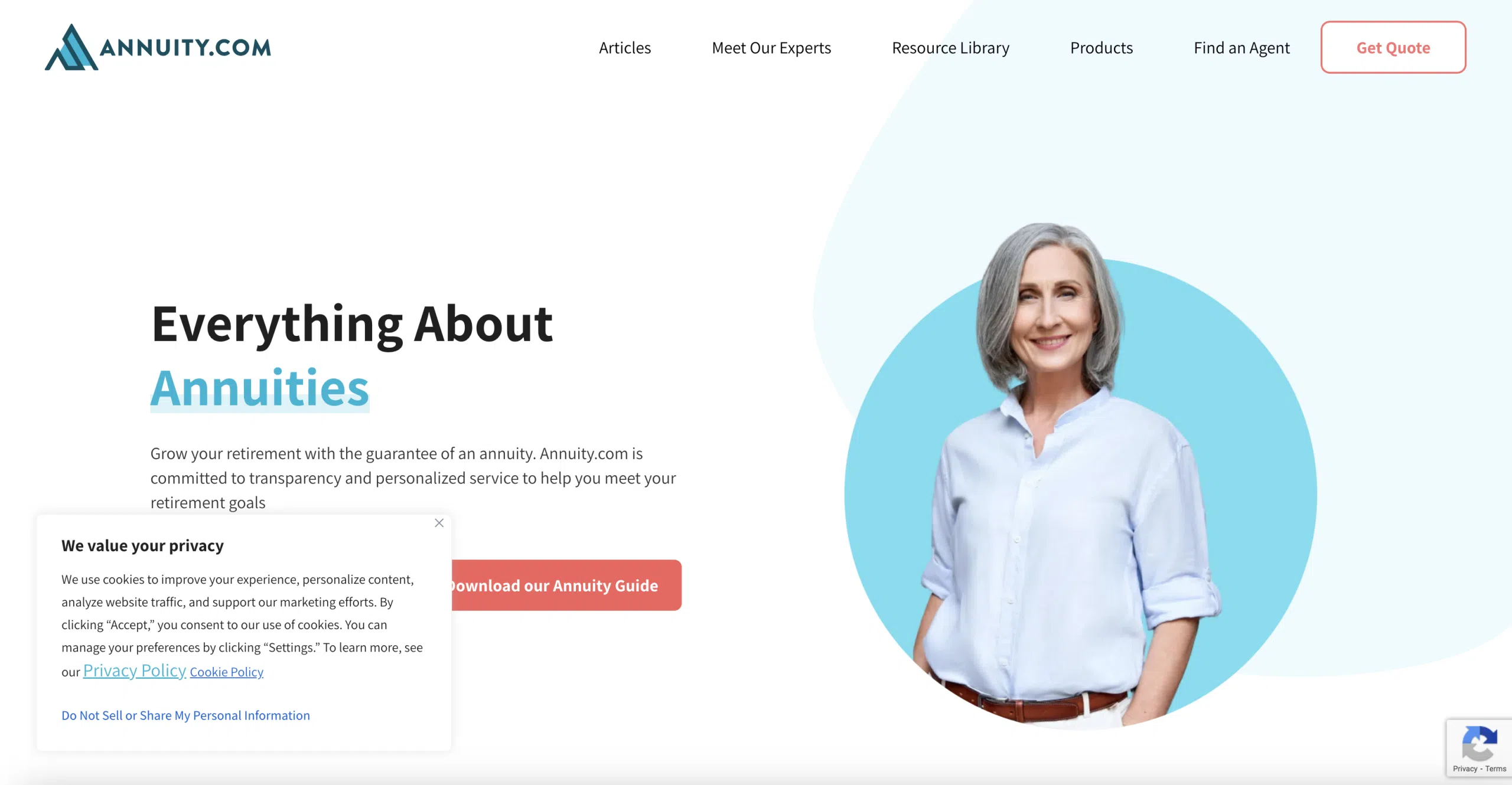 home page of annuity.com